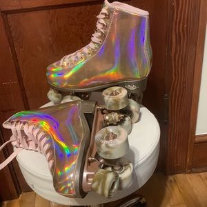 Angels Skates Angel Dust rose gold holographic roller skates